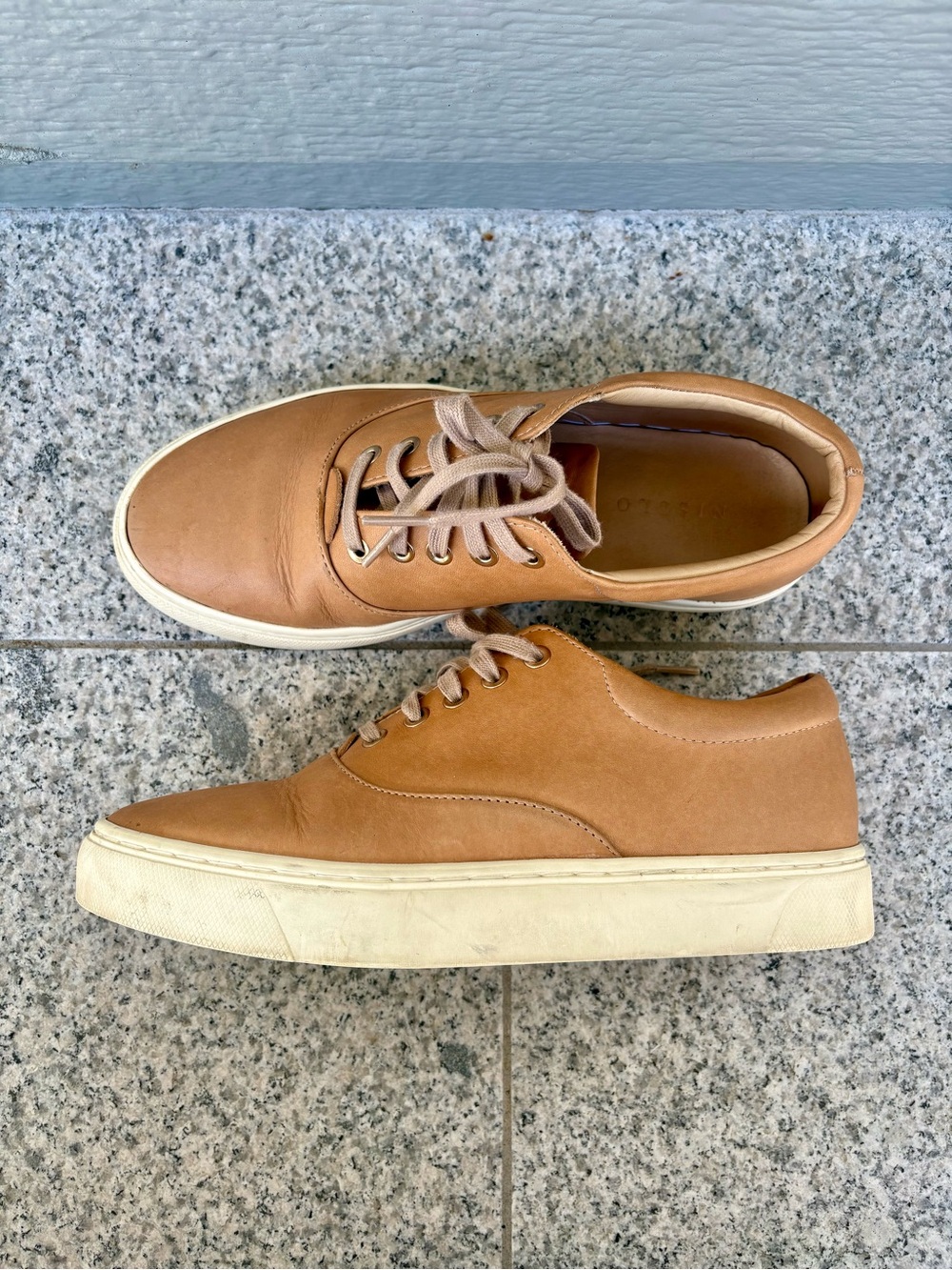 NISOLO Elayna Tan Leather Sneakers, Women’s Size 6